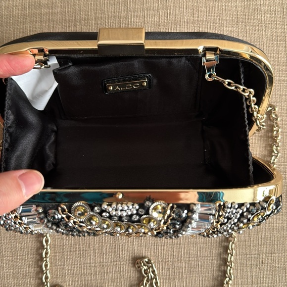 Aldo Embellished Black Clutch - Picture 3 of 9